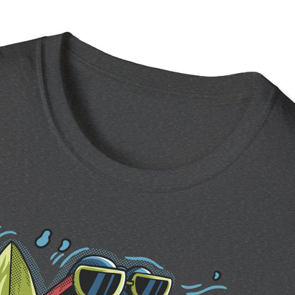 Chill Shark Summer Surfer T-Shirt | Funny Beach Vacation & Ocean Lover Tee | Awesome Ocean Vibes Gift for Men & Women