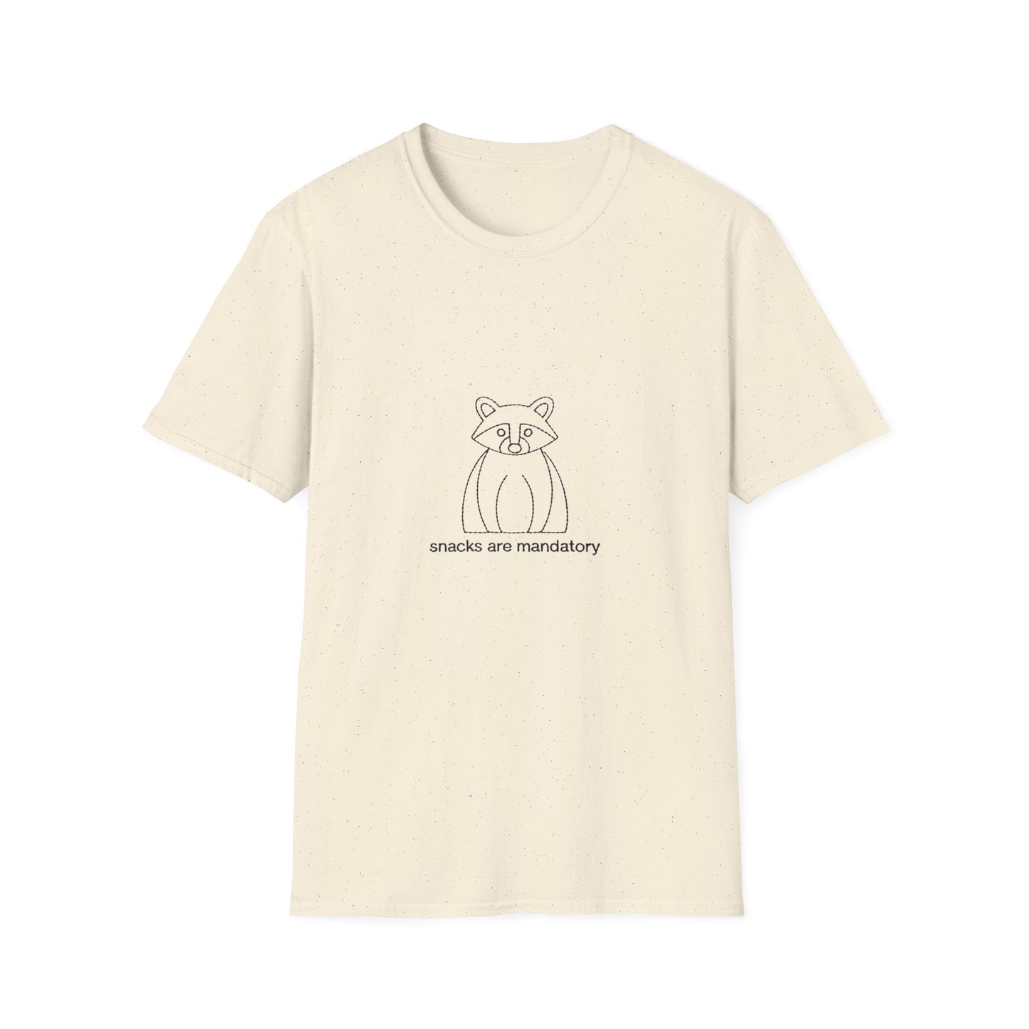 Hilarious Raccoon "Snacks are Mandatory" T-Shirt | Adorable Animal Lover & Foodie Tee | Must-Have Comfort Apparel