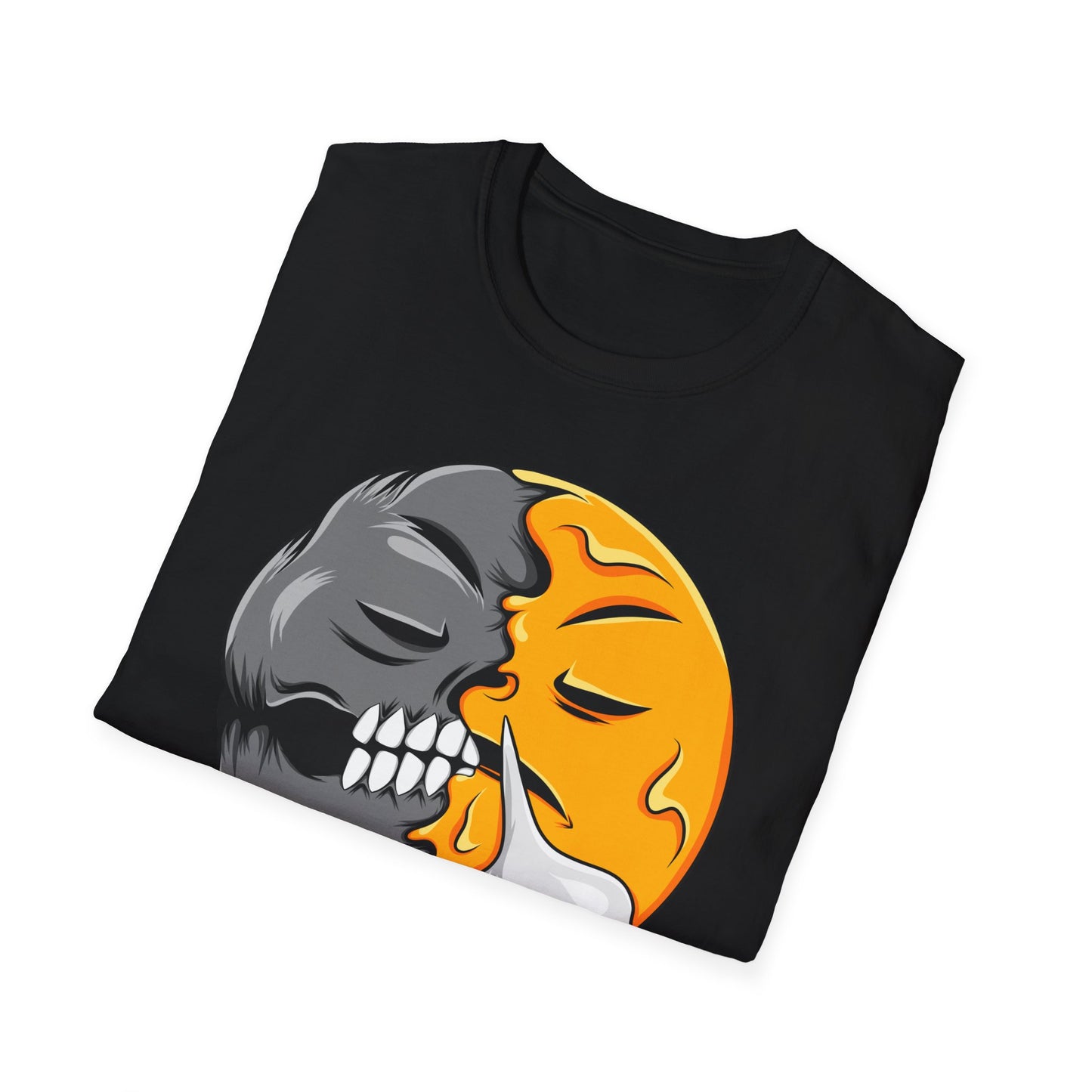 Vibrant Sleepy Skull Moon T-Shirt | Edgy Celestial Vapor Graphic Tee - Unique Streetwear Art