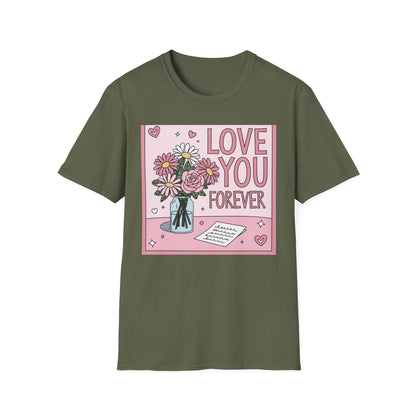 Love You Forever Floral T-Shirt | Romantic Valentine's Day Tee | Sweet Anniversary Gift for Her