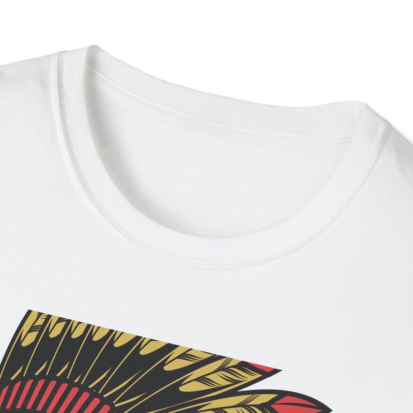 Bold Indigenous Warrior Chief T-Shirt | Majestic Feather Headdress & Tomahawks Tee | Powerful Cultural Design Gift