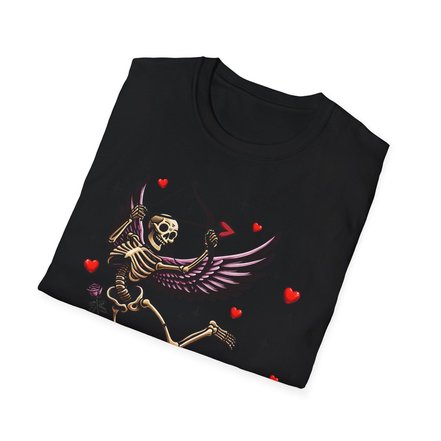 Dark Cupid Skeleton T-Shirt | Edgy Valentine's Day Love Tee | Unique Gothic Romance & Spooky Chic Gift