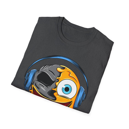 Mind-Blowing Melting Emoji Skull Headphones T-Shirt - Awesome Music Lover DJ Rave Tee