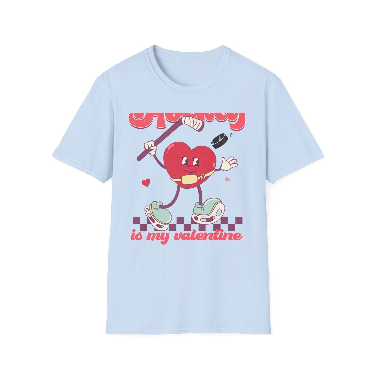 Groovy Hockey Is My Valentine T-Shirt - Cute Retro Heart Hockey Fan Tee - Perfect Valentine's Day Gift for Ice Hockey Lovers