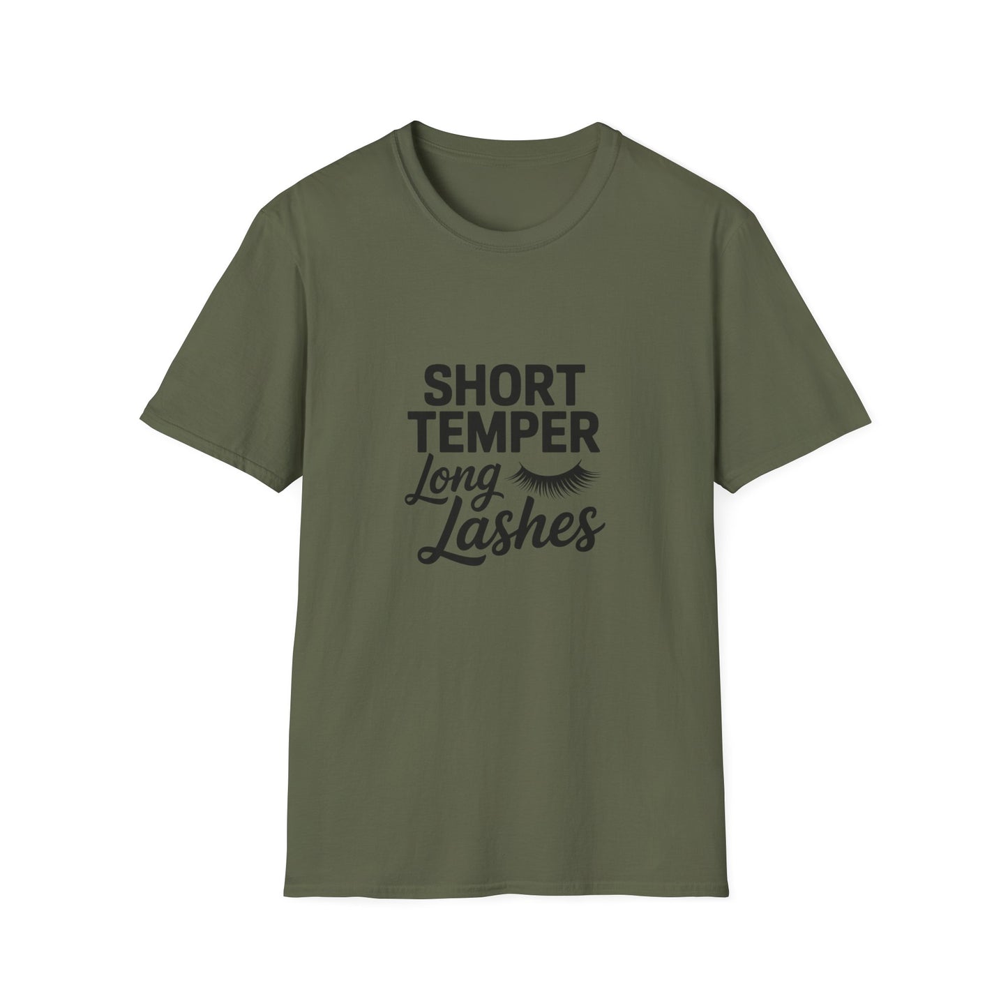 Fierce Short Temper Long Lashes T-Shirt | Sassy Women's Funny Beauty Quote Tee | Perfect Gift for Her, Trendy Attitude Top
