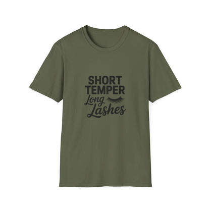Fierce Short Temper Long Lashes T-Shirt | Sassy Women's Funny Beauty Quote Tee | Perfect Gift for Her, Trendy Attitude Top