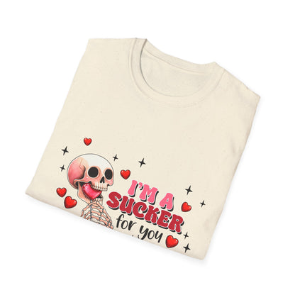 Funny Skeleton Love T-Shirt: "I'm a Sucker for You" Valentine's Day Graphic Tee - Unique Couple's Gift