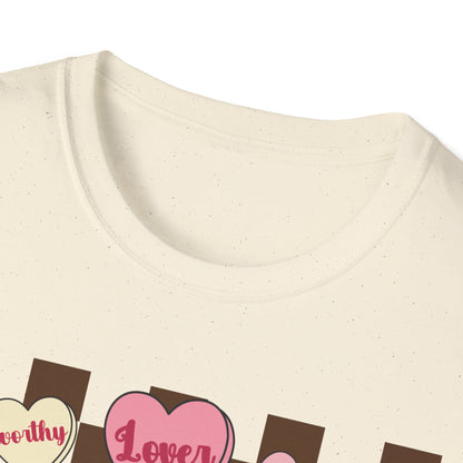 Empowering 'You Are' Positive Affirmation T-Shirt - Retro Candy Heart Self-Love Tee for Women & Teens - Ultimate Confidence Booster Gift