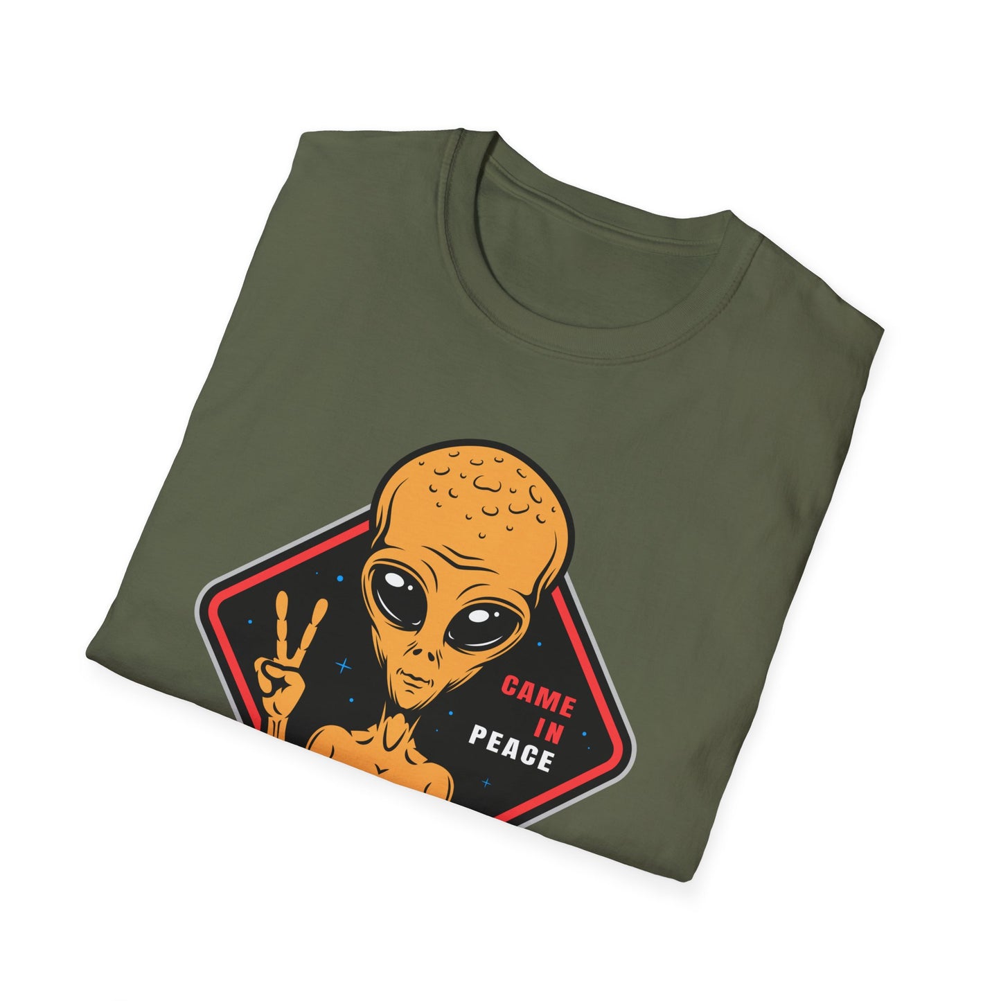 Epic Alien Came In Peace T-Shirt - Cool Sci-Fi UFO Tee with Peace Sign - Vintage Extraterrestrial Graphic Top for Fans!