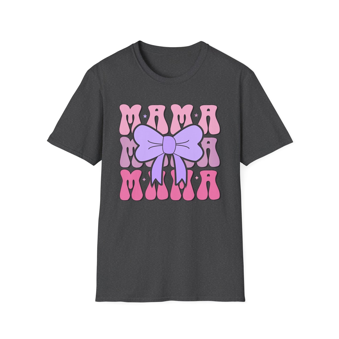Trendy Groovy MAMA T-Shirt for Moms | Adorable Pink Purple Bow Tee | Perfect Mother's Day Gift for Her