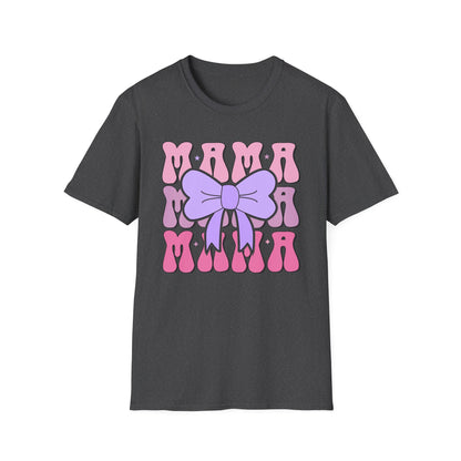 Trendy Groovy MAMA T-Shirt for Moms | Adorable Pink Purple Bow Tee | Perfect Mother's Day Gift for Her