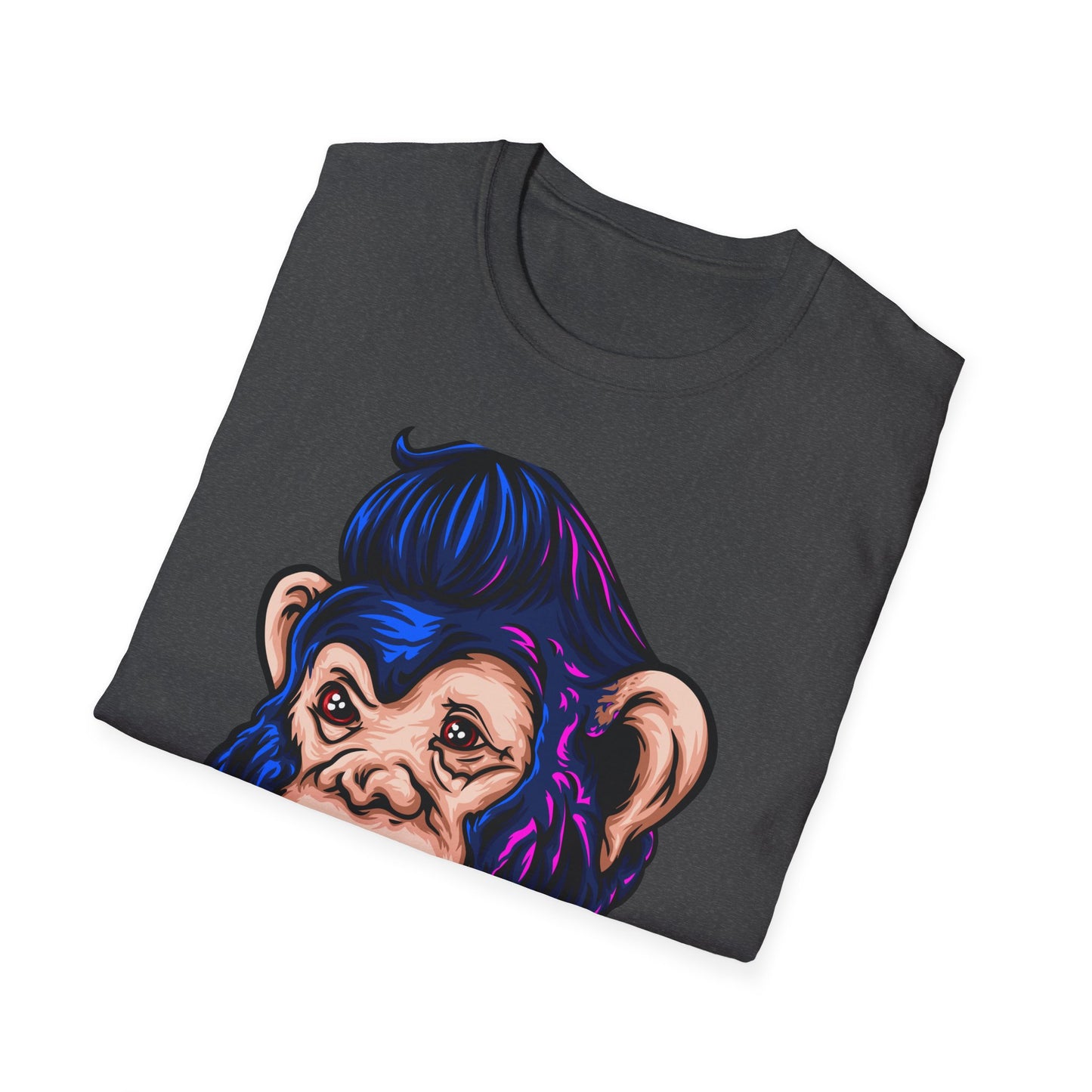 Bold Punk Chimp T-Shirt | Edgy Monkey with Attitude & Rad Pompadour Hair | Unique Streetwear Animal Art Tee