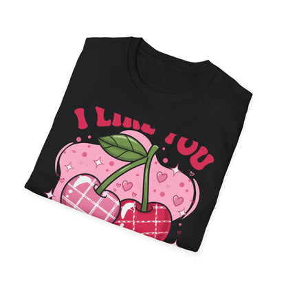 Adorable "I Like You Cherry Much" T-Shirt | Sweet Valentine's Day Love Cherries Graphic Tee | Cute Romantic Gift