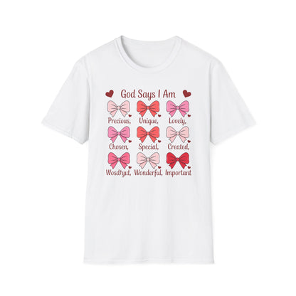 Inspiring God Says I Am T-Shirt for Women - Christian Affirmation Tee, Precious Unique Lovely Faith Gift, Divine Empowerment