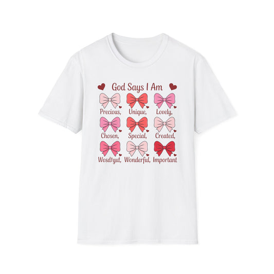 Uplifting God Says I Am T-Shirt | Empowering Christian Faith Tee for Women | Divine Self-Worth Affirmation Gift