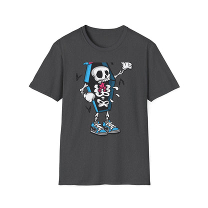 Hip Hop Skeleton Coffin Tee | Spooky Cool Streetwear T-Shirt with Sneakers & Bats | Unique Urban Style Graphic