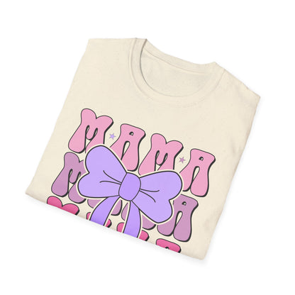 Trendy Groovy MAMA T-Shirt for Moms | Adorable Pink Purple Bow Tee | Perfect Mother's Day Gift for Her