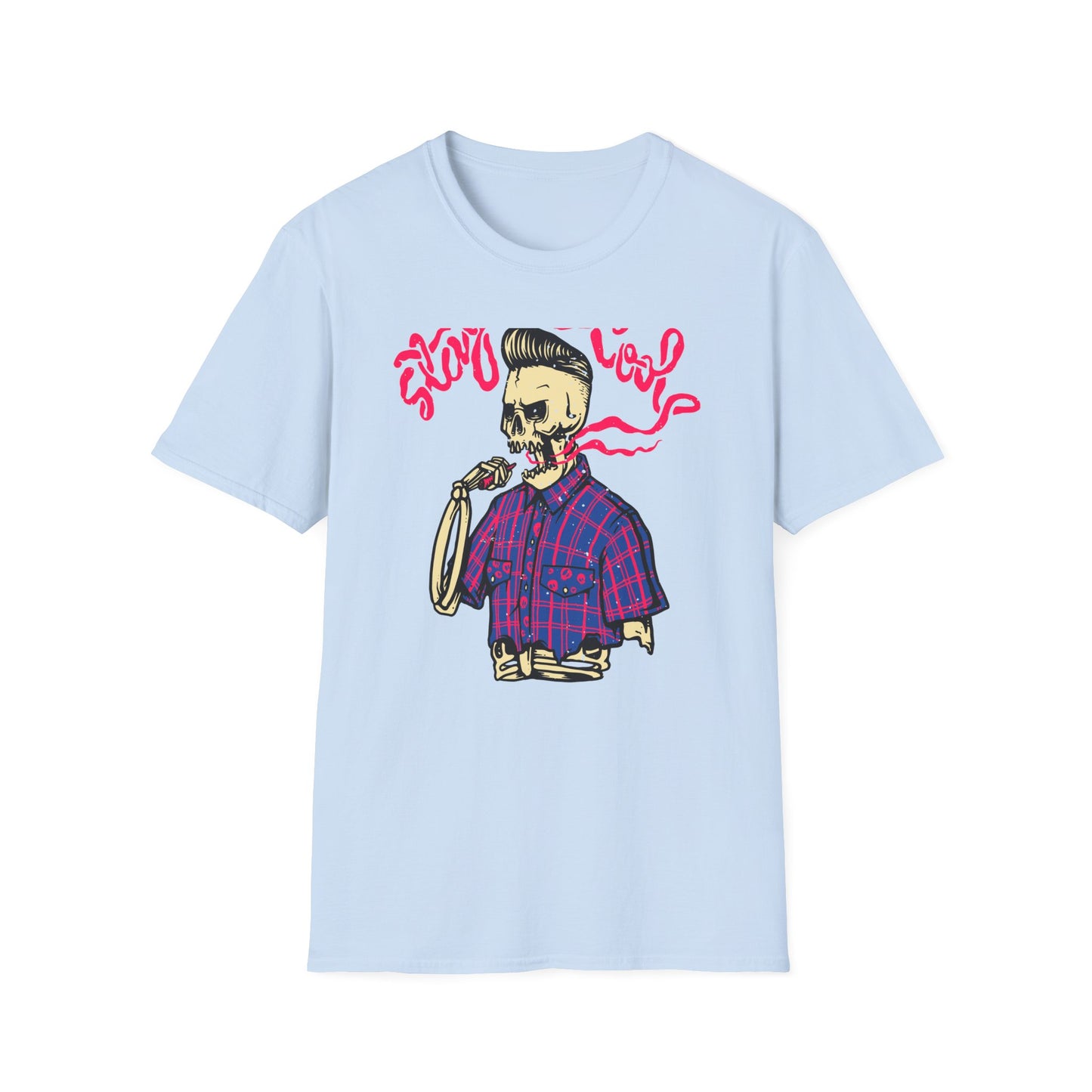 Stay Cool Skeleton Vaper T-Shirt | Edgy Greaser Pompadour Tee for Rockabilly & Alternative Style Fans