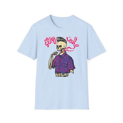 Stay Cool Skeleton Vaper T-Shirt | Edgy Greaser Pompadour Tee for Rockabilly & Alternative Style Fans