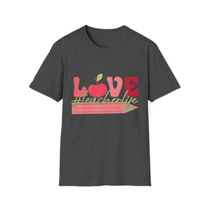 LOVE #teacherlife Apple & Pencil T-Shirt – Adorable & Unique Tee for Educators, Teachers, & School Staff | Perfect Appreciation Gift!