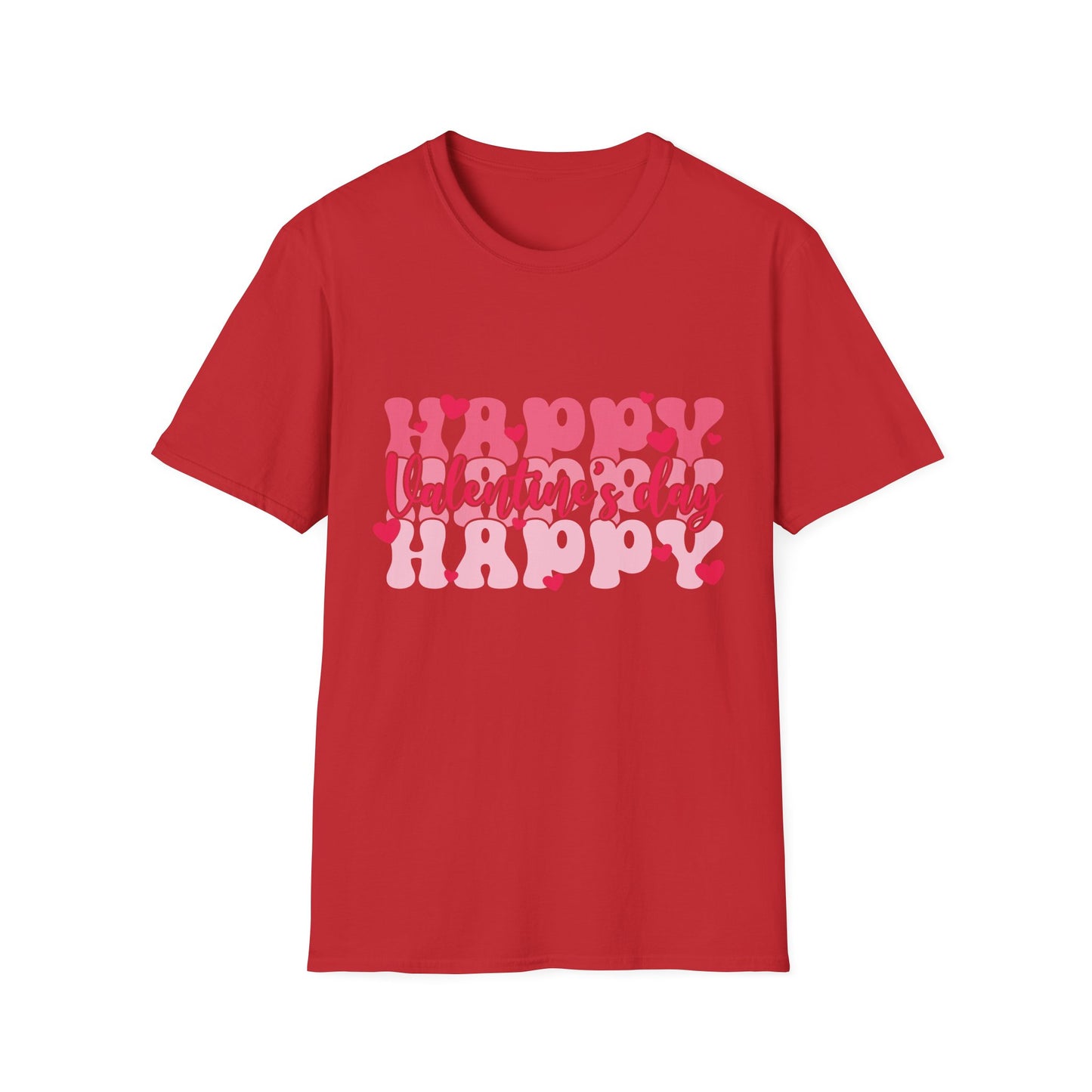 Groovy Happy Valentine's Day T-Shirt | Retro Pink Hearts Love Tee | Cute Festive Cupid Shirt for Women & Men