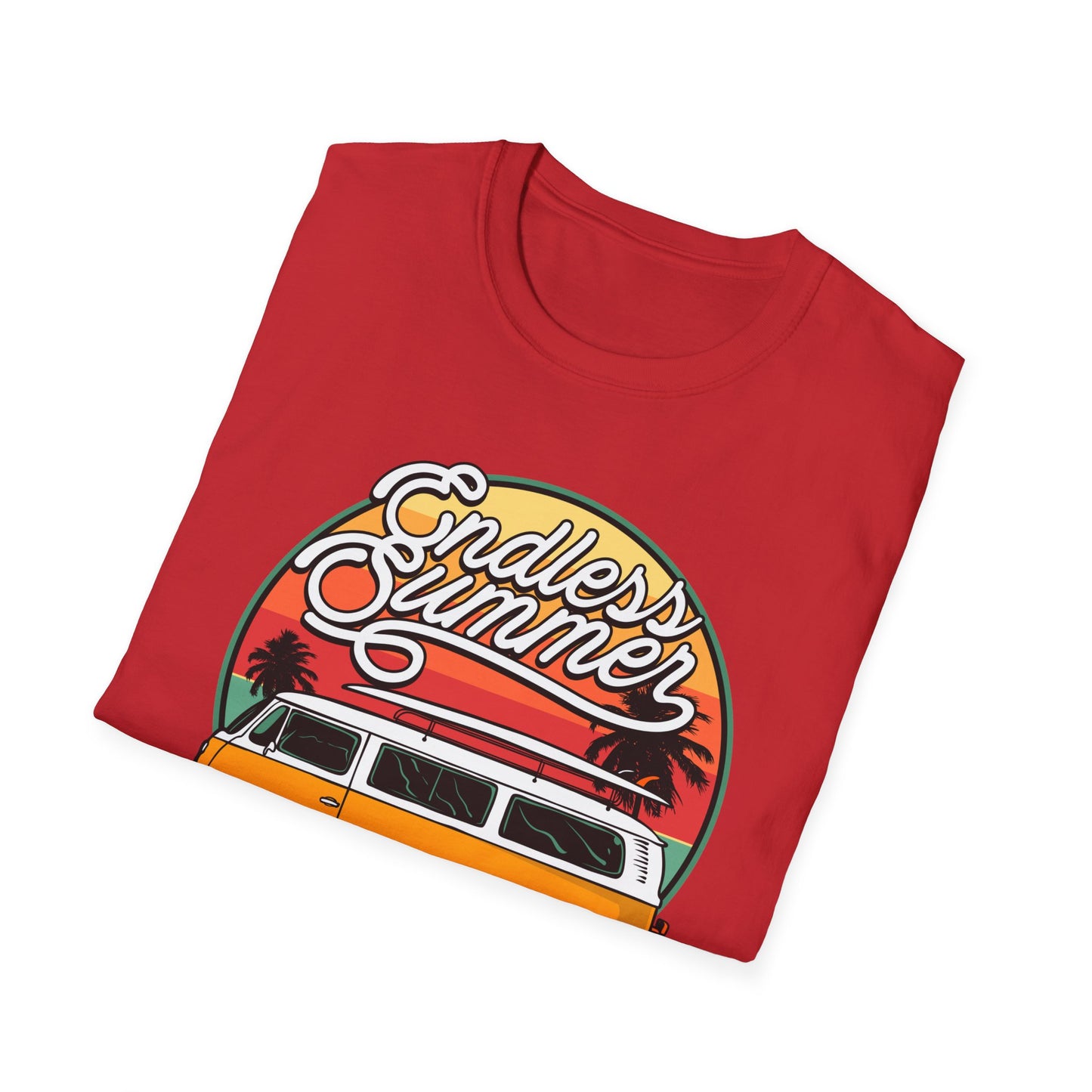 Iconic Endless Summer VW Bus T-Shirt | Vintage Surf Van & Sunset Palm Trees Tee | Perfect Beach Trip Gift