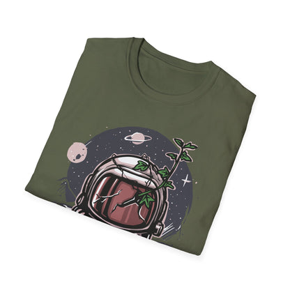 Resilient Space Bloom Astronaut Helmet T-Shirt | Unique Cosmic Growth Graphic Tee for Nature & Sci-Fi Lovers