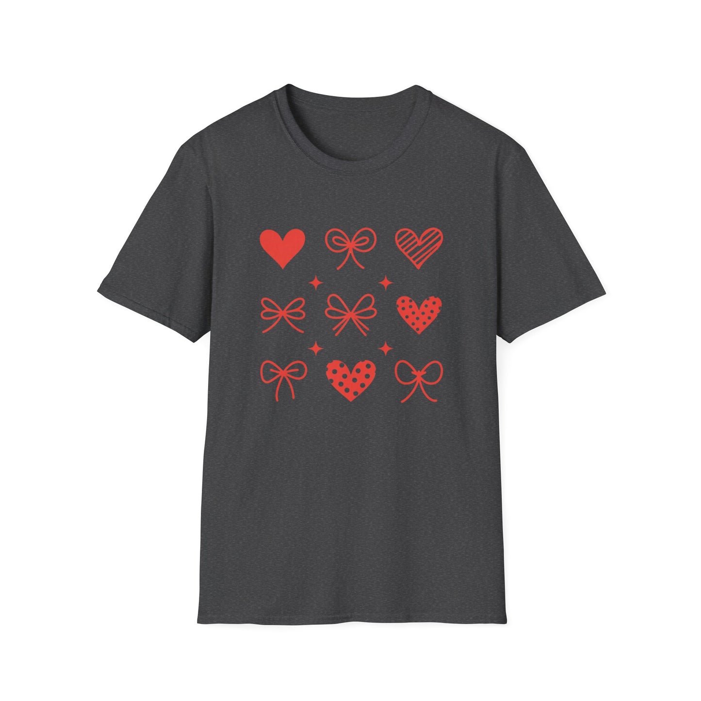Adorable Valentine's Day Hearts & Bows T-Shirt | Sweet Romantic Love Graphic Tee for Women, Girls & Teens