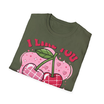 Adorable "I Like You Cherry Much" T-Shirt | Sweet Valentine's Day Love Cherries Graphic Tee | Cute Romantic Gift
