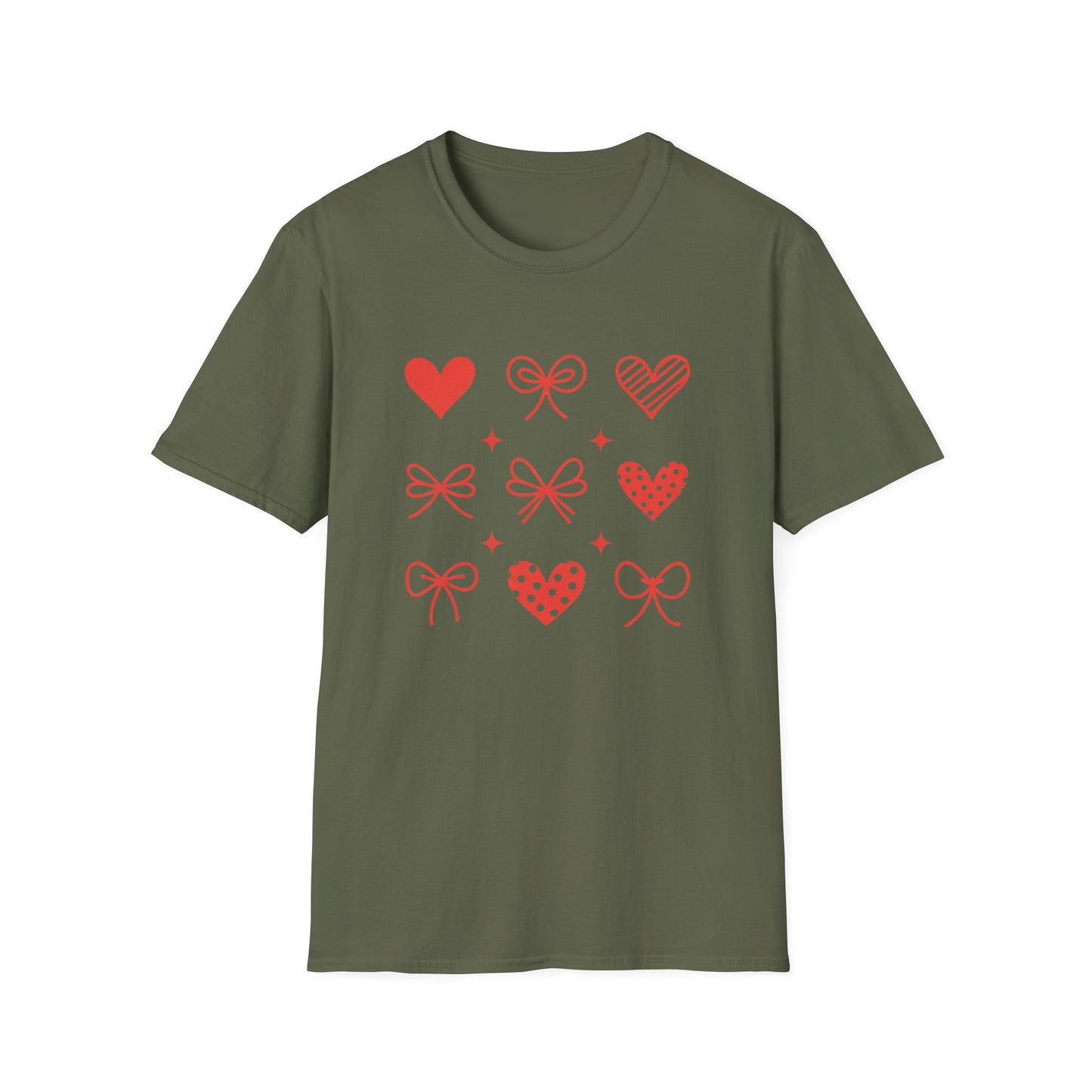Adorable Valentine's Day Hearts & Bows T-Shirt | Sweet Romantic Love Graphic Tee for Women, Girls & Teens