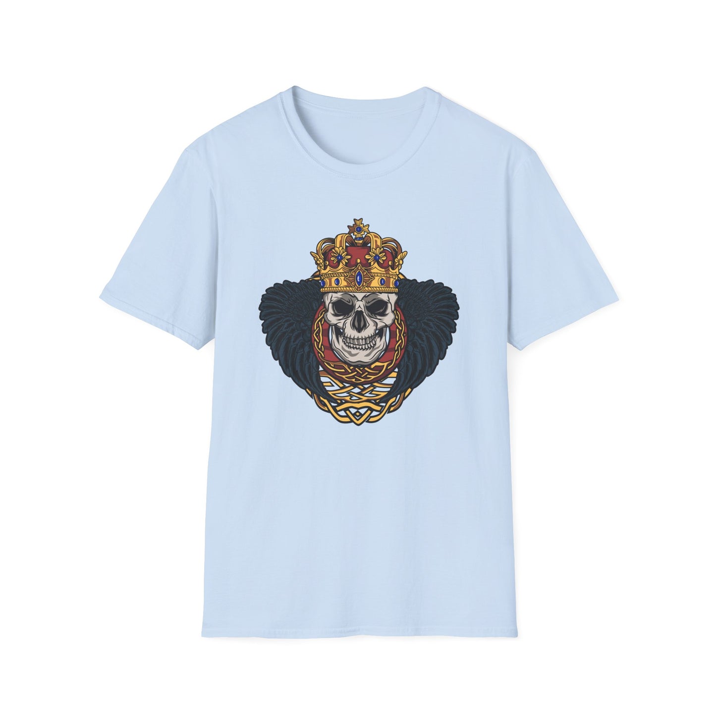 Majestic Regal Skull T-Shirt | Crowned King Skull with Dark Wings & Celtic Knot | Gothic Fantasy Apparel Gift