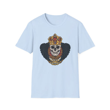 Majestic Regal Skull T-Shirt | Crowned King Skull with Dark Wings & Celtic Knot | Gothic Fantasy Apparel Gift