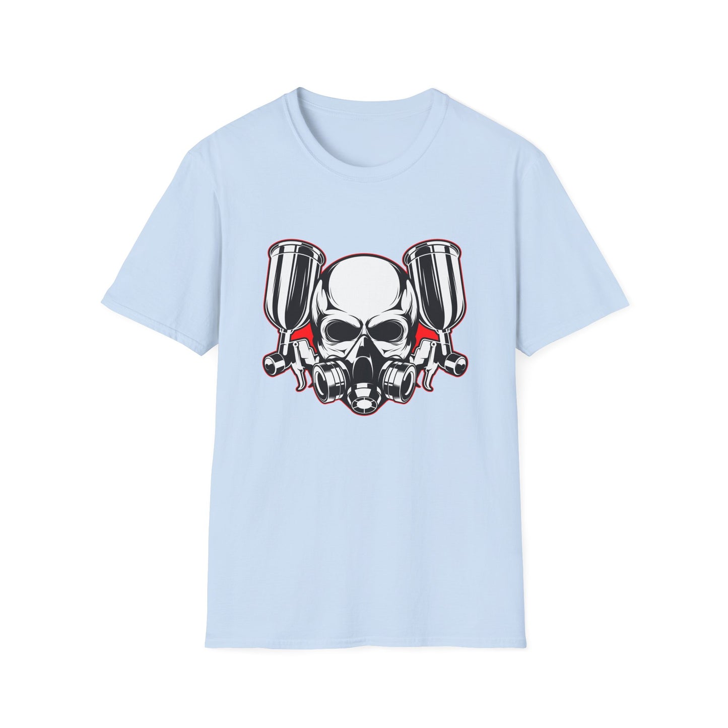 Bold Skull Gas Mask Spray Paint T-Shirt | Ultimate Airbrush Artist & Car Mechanic Gear Tee
