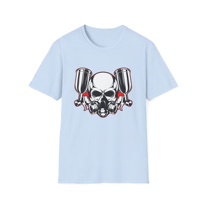 Bold Skull Gas Mask Spray Paint T-Shirt | Ultimate Airbrush Artist & Car Mechanic Gear Tee