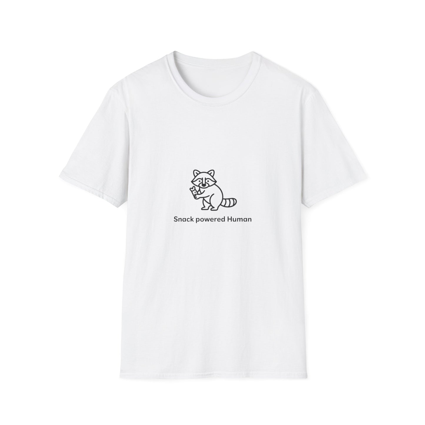 Snack Powered Human Raccoon T-Shirt | Funny Foodie Animal Lover Tee | Cute & Comfy Graphic Tee for Snack Enthusiasts