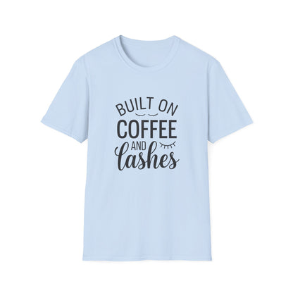 Fabulous 'Built on Coffee & Lashes' Women's T-Shirt - Chic Beauty & Caffeine Lover Tee Gift