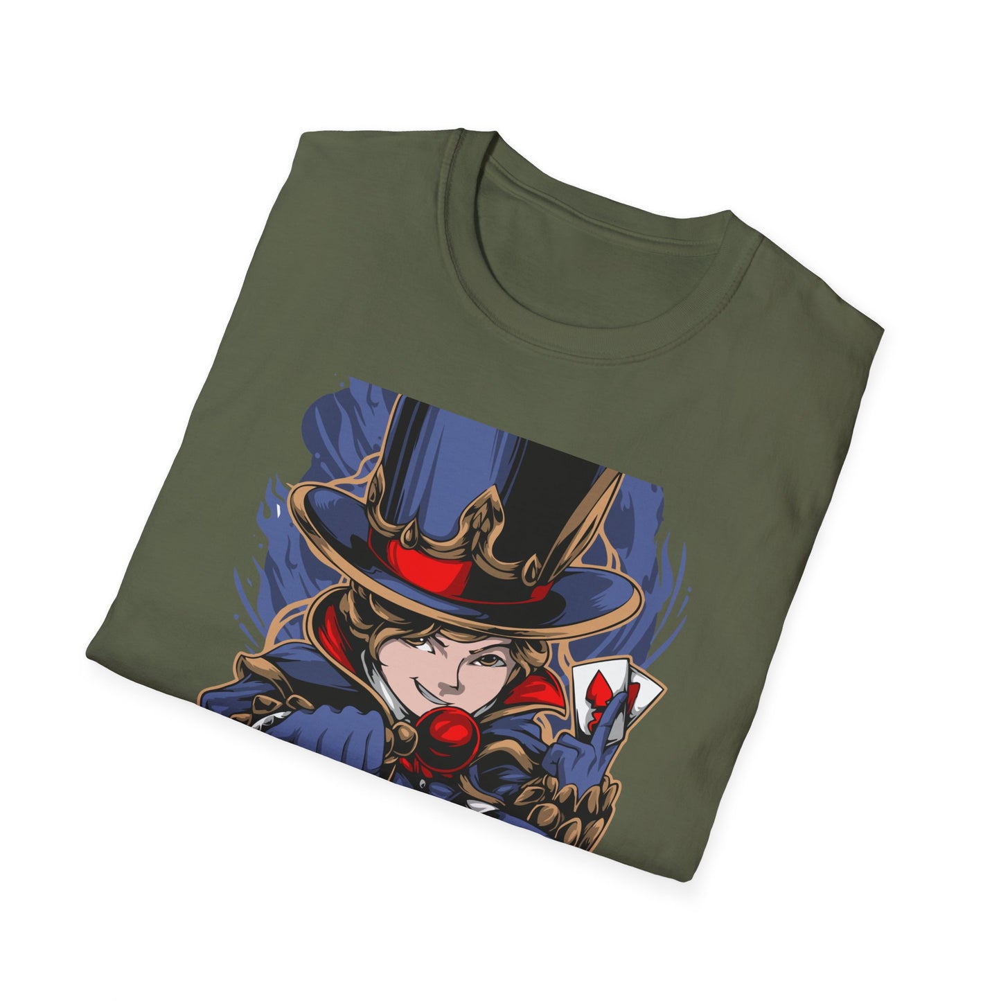 Enchanting Magician T-Shirt | Anime Style Illusionist Tee with Top Hat & Playing Cards | Unique Fantasy Graphic Apparel