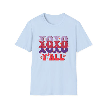 Groovy XOXO Y'all T-Shirt | Retro Valentine's Day Tee | Adorable Southern Love Graphic | Trendy Women's Gift