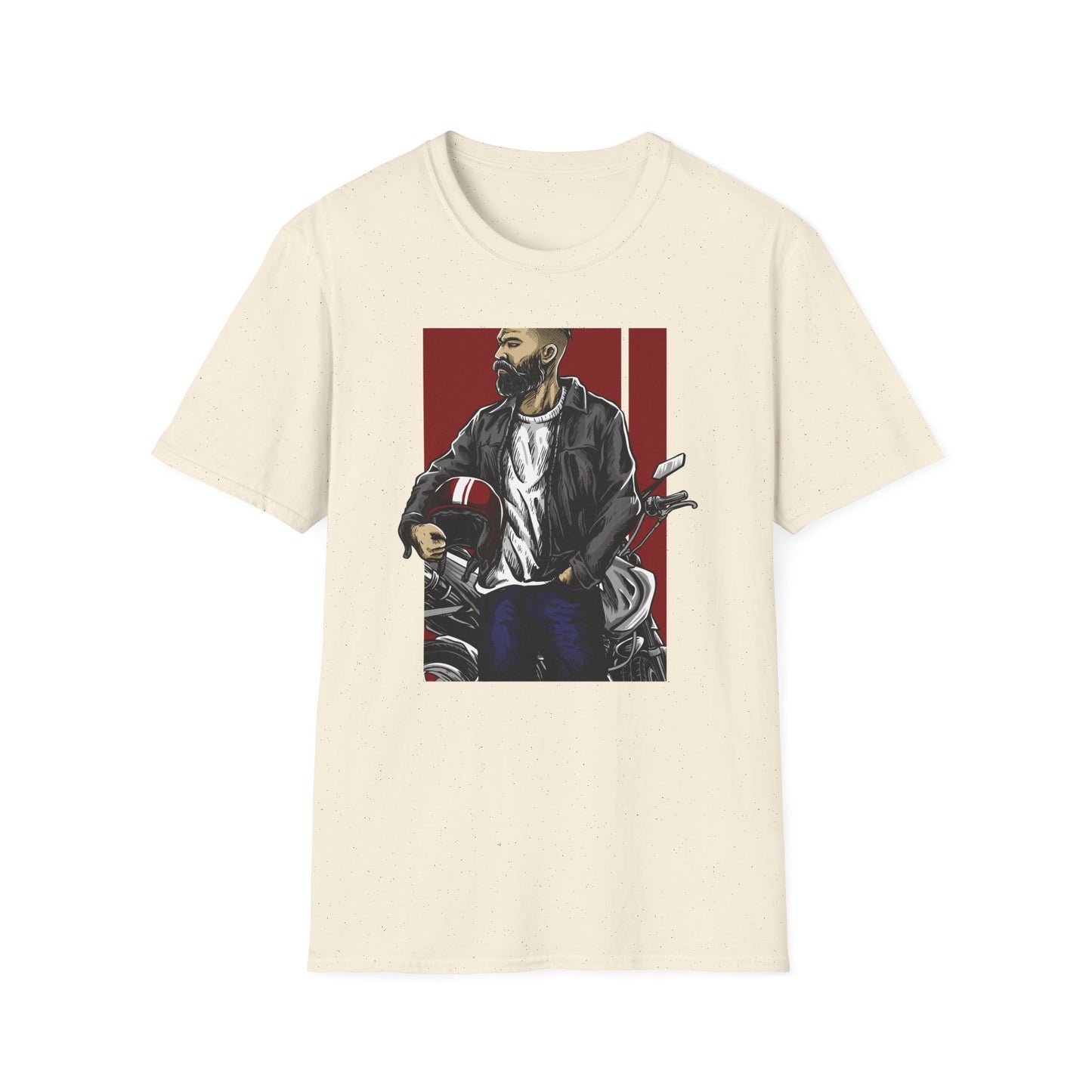 Epic Bearded Biker T-Shirt for Men | Stylish Motorcycle Rider Tee | Cafe Racer Lifestyle | Ultimate Freedom Ride Apparel Gift
