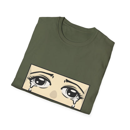 Iconic Crying Anime Eyes T-Shirt | Emotional Manga Sad Girl Aesthetic Pop Art Tee | Vintage Retro Comic Style