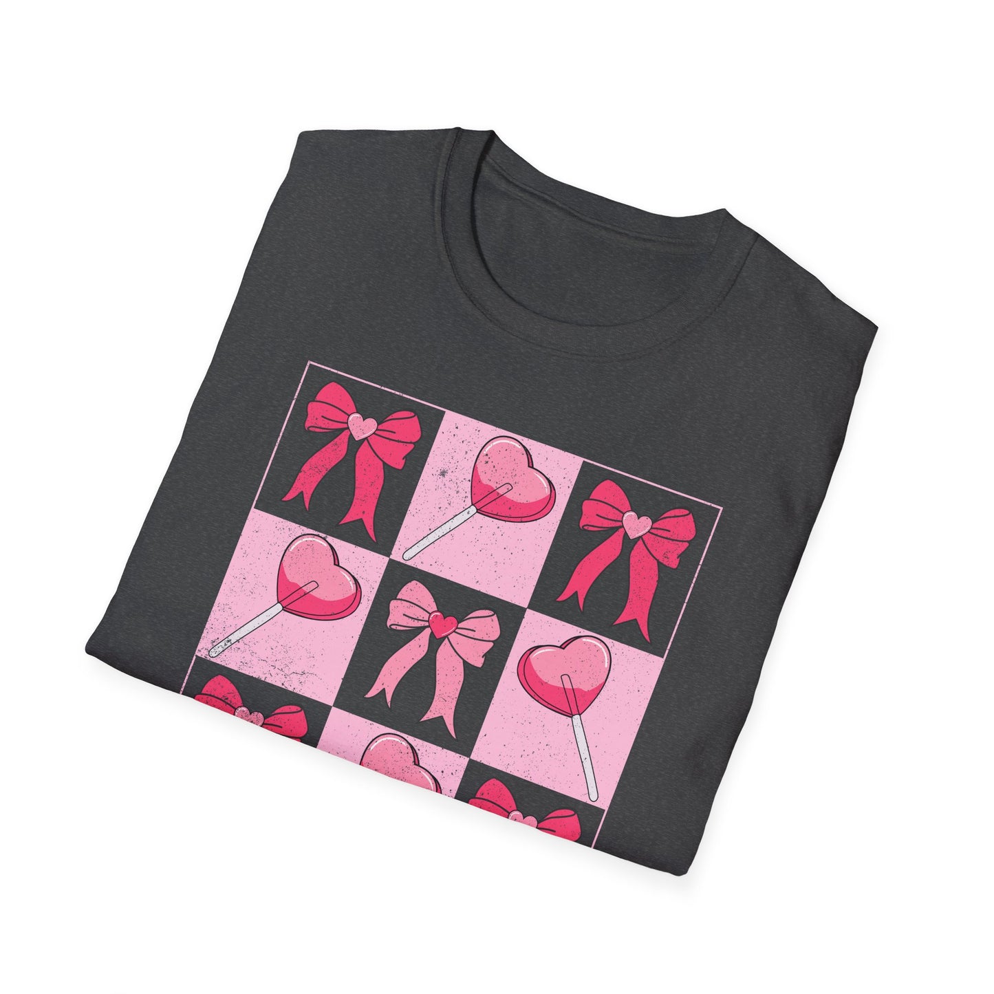 Distressed Pink Bows & Heart Lollipops T-Shirt | Sweet Grunge Love Core Aesthetic Tee for Women & Teens