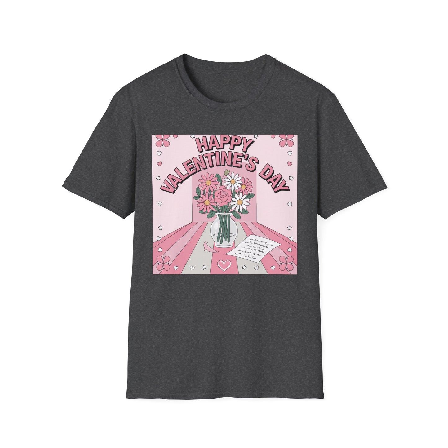 Groovy Valentine's Day Flowers T-Shirt | Charming Retro Love Bouquet Graphic Tee | Sweet Heart & Letter Gift for Her
