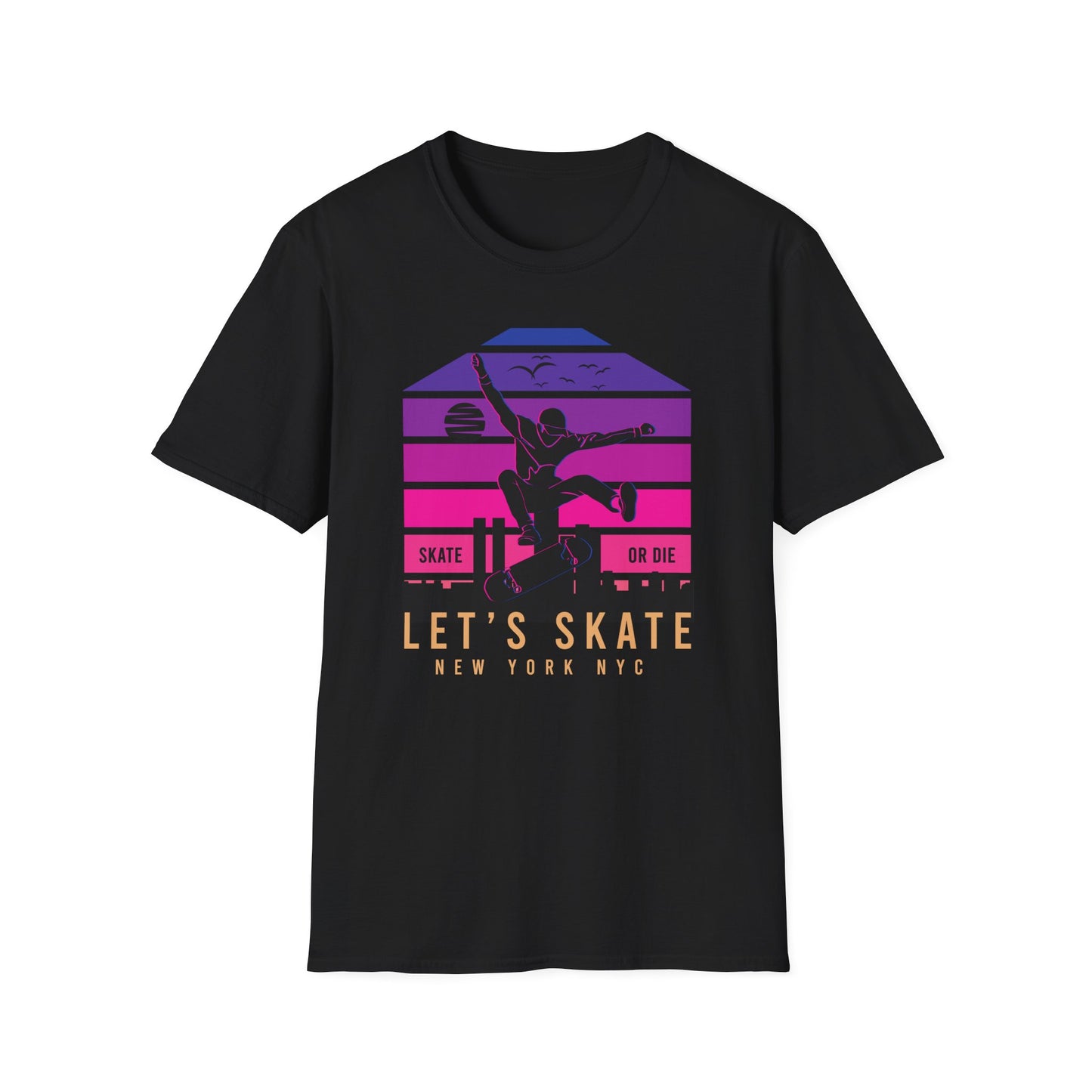 Epic Retro NYC Skater T-Shirt | Vibrant “Skate or Die” Urban Streetwear Tee for Skateboarders & Style Lovers