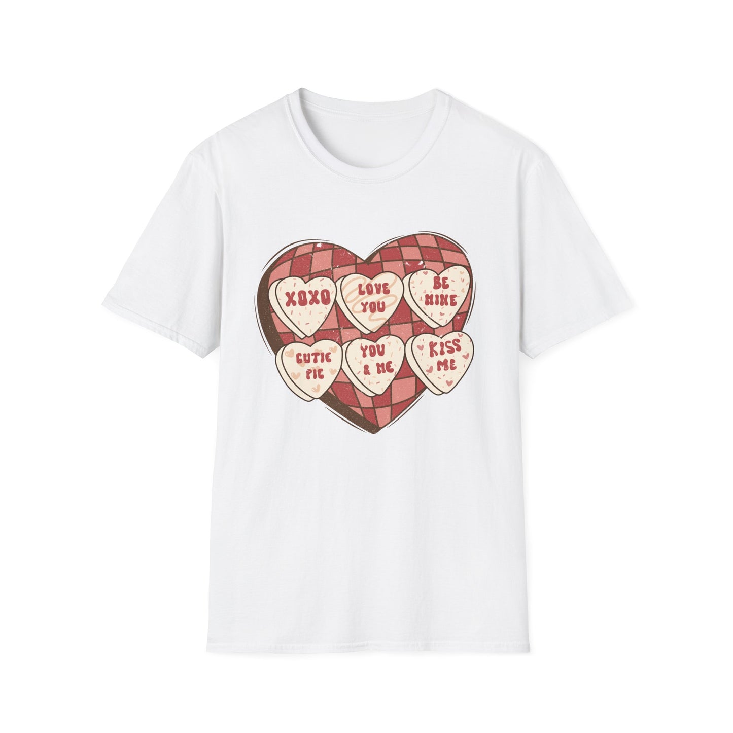Charming Retro Conversation Hearts T-Shirt | Vintage Valentine's Day Sweetheart Candy Box Tee | Adorable Love Gift