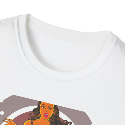Edgy Retro Pin-Up Girl & Cracked TV Bowling T-Shirt | Bold Pop Art Vibe Women's Tee | Unique Vintage Statement Gift