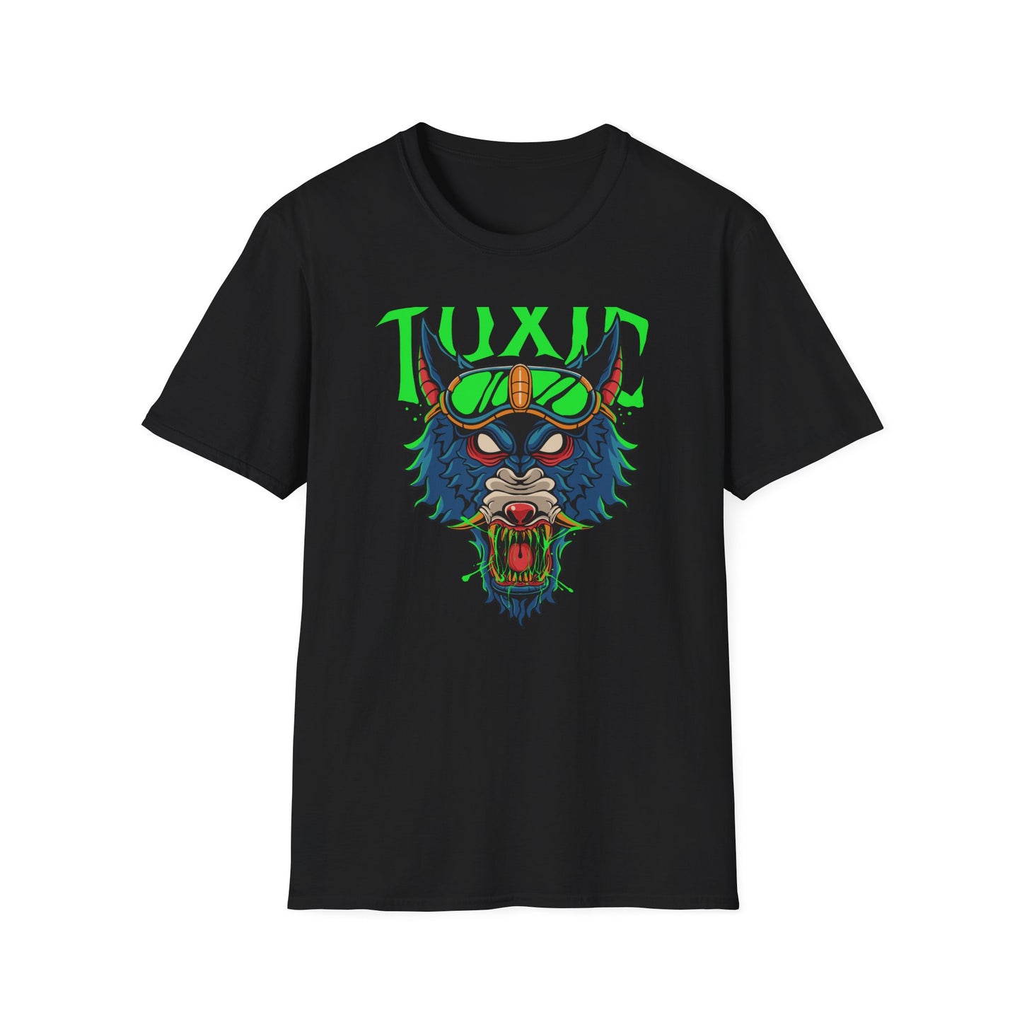 Vicious Toxic Wolf T-Shirt: Electrifying Rave Streetwear Tee with Neon Goggles – Unleash Your Edgy Style!