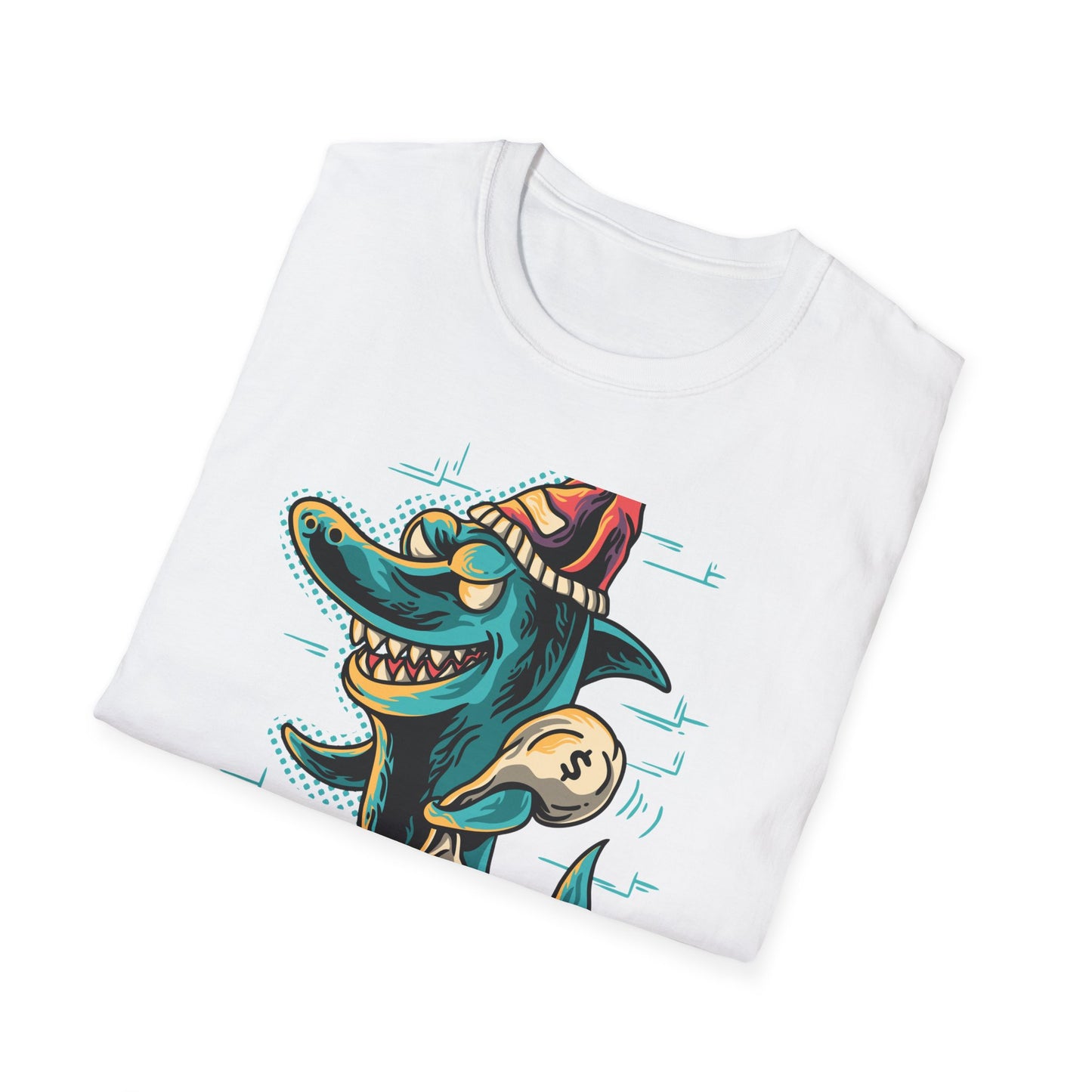 Epic Shark Mafia T-Shirt – Cool Urban Gangster Shark Tee with Money Bag | Unique Streetwear Graphic for Men & Teens