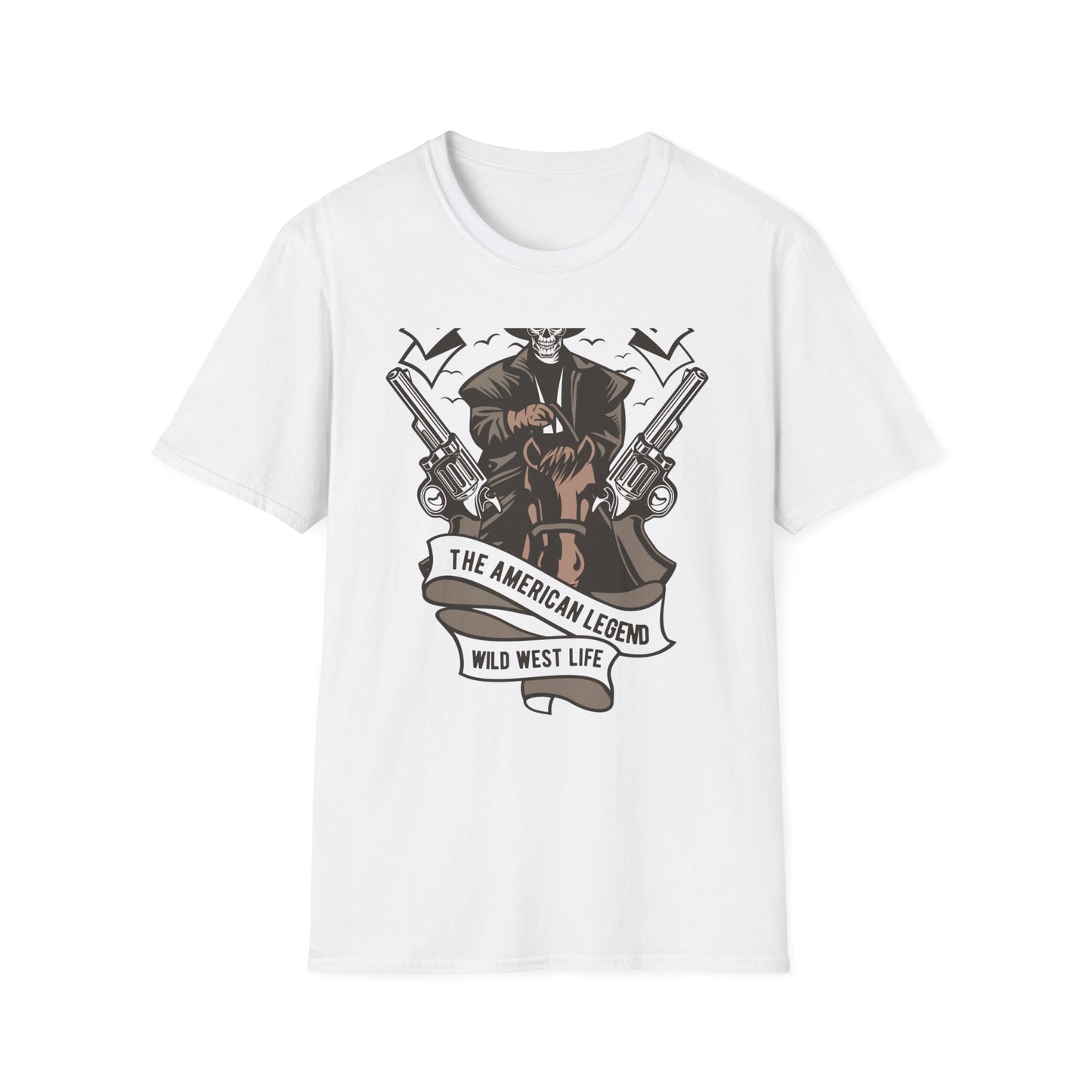 Legendary Wild West Skeleton Cowboy T-Shirt - Iconic American Legend & Vintage Outlaw Rider Tee for Men, Epic Western Culture Fan Gift