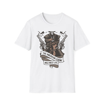 Legendary Wild West Skeleton Cowboy T-Shirt - Iconic American Legend & Vintage Outlaw Rider Tee for Men, Epic Western Culture Fan Gift