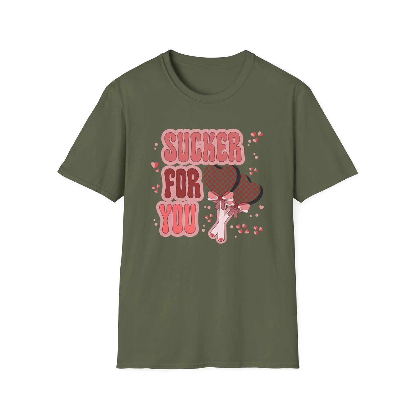 Sweet Sucker For You T-Shirt | Retro Checkered Heart Lollipops | Valentine's Day Love Gift | Adorable & Trendy Romantic Tee